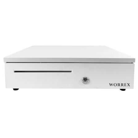 ลิ้นชักเก็บเงิน WORREX รุ่น W-405F สีขาว 5 ช่องแบงค์ 8 ช่องเหรียญ RJ11 12/24V_1